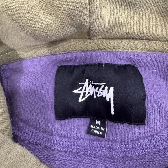 VINTAGE STYLE STUSSY MULTI COLOR BLOCK HOODIE WITH POCKET - Picture 5 of 16